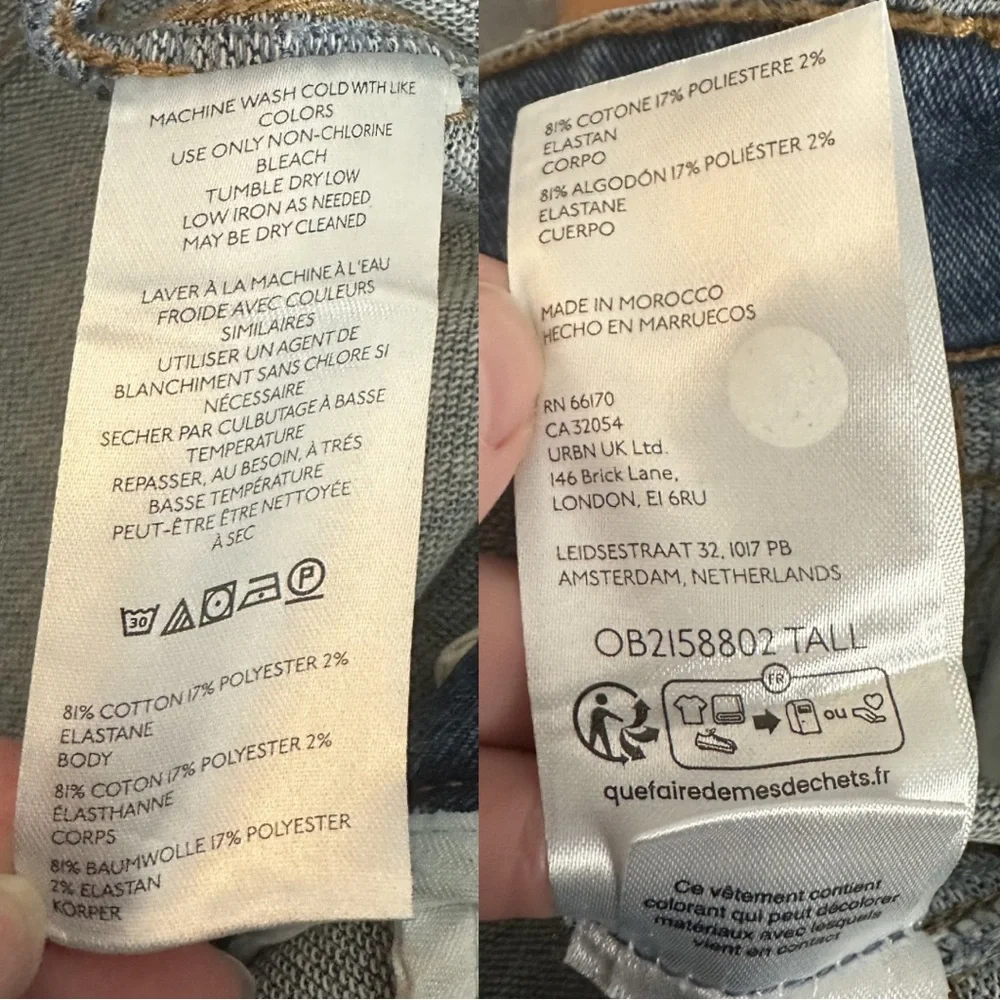 Pilcro Anthropologie Blue Wide Leg Cropped Barrel Denim Jeans Size 28 Tall Chic - Picture 10 of 15